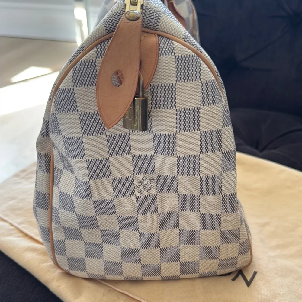 Louis Vuitton Checkered Handbag - White and Tan great condition!!! - Picture 3 of 5